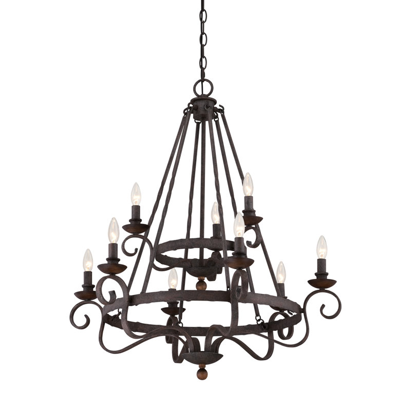 Ashle 9 - Light Dimmable Wagon Wheel Chandelier