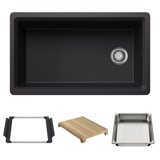 Inteos SILGRANIT 33" Single Bowl Reversible Undermount Workstation Kitchen Sink