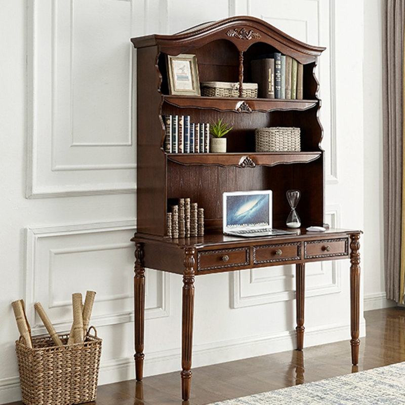 Bureau rectangulaire en bois massif brun noisette, 30,71 po H x 39,37 po L x 23,23 po P