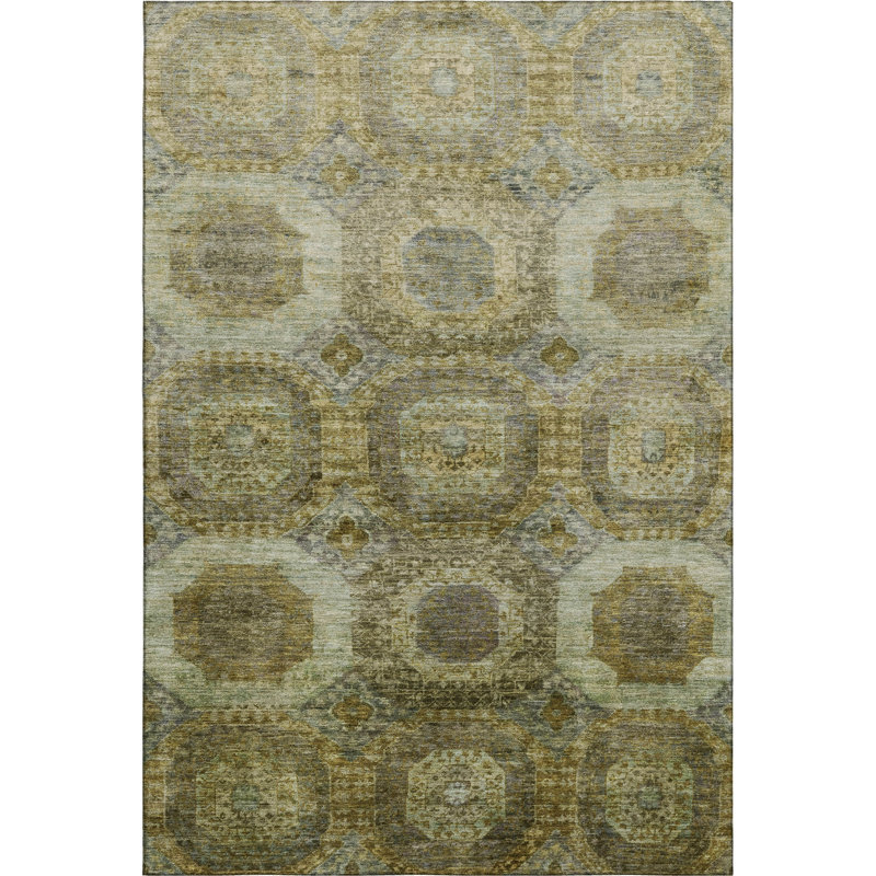 Premium Machine Washable Ralston AMF1944 Panels Rug, Rectangle 5' x 7'6"