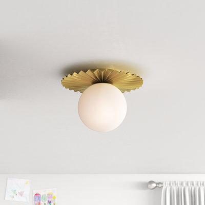 Abbey 9.8" 1- Light Gold Modern Globe Glass Flush Mount Lighting Fixture For Living Room/Bedroom/Corridors
