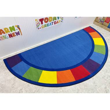 Modern Soft Coloured Carpet 'Paint' Quarter Circle for Children