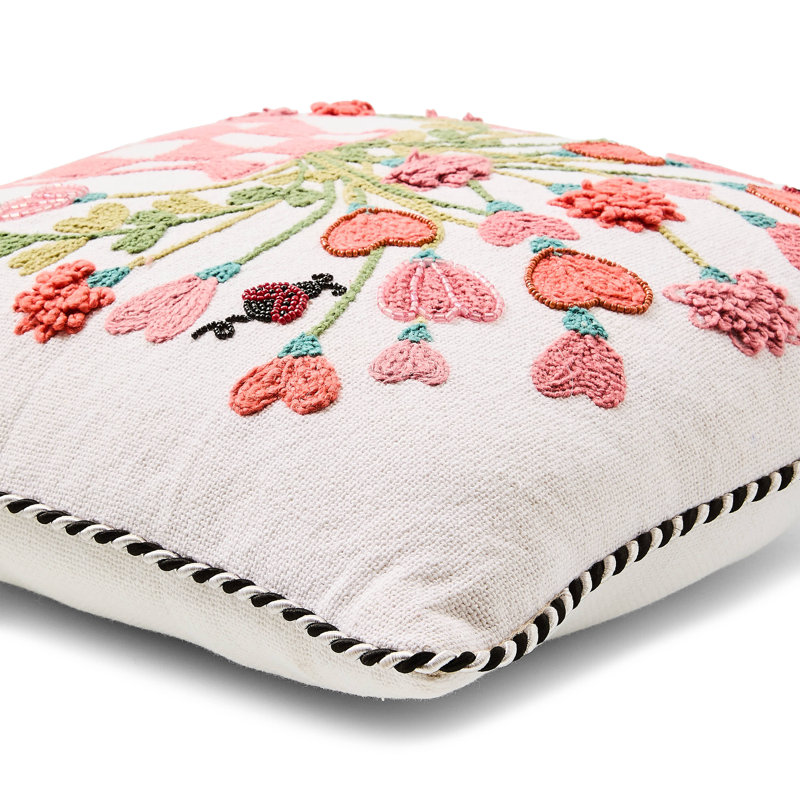 Pink Check Hearts Bouquet Throw Pillow
