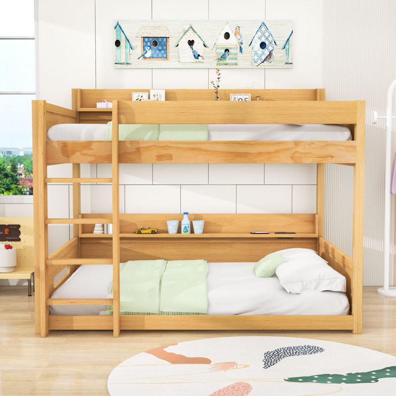 Queen Over Queen Wooden Bunk Bed With Ample Storage And USB Ports, Wood