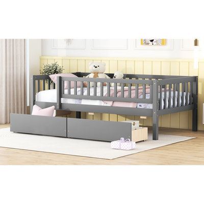 Twin Daybed Wood Bed With Two Drawers, Gray - Build & Space Maximization Feature Twin-Size Drawers Solid Framework Extra Option