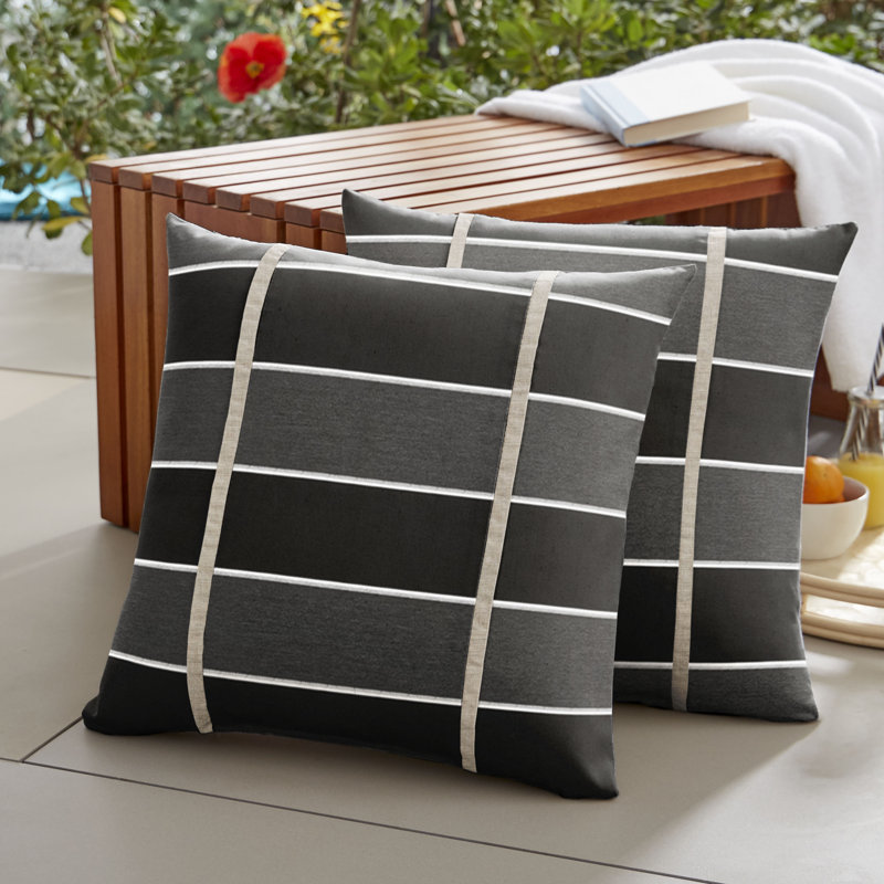 Grinell Striped Outdoor Reversible Throw Pillow, 18" x 18"