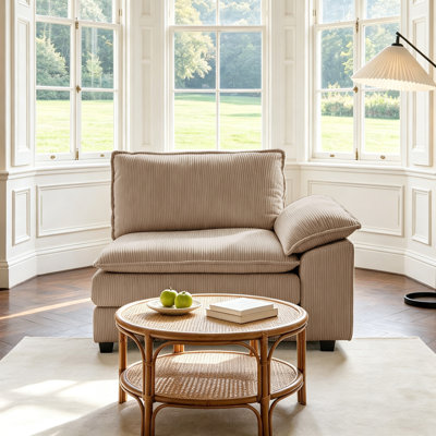 Chaise d'angle en velours côtelé Lauretta