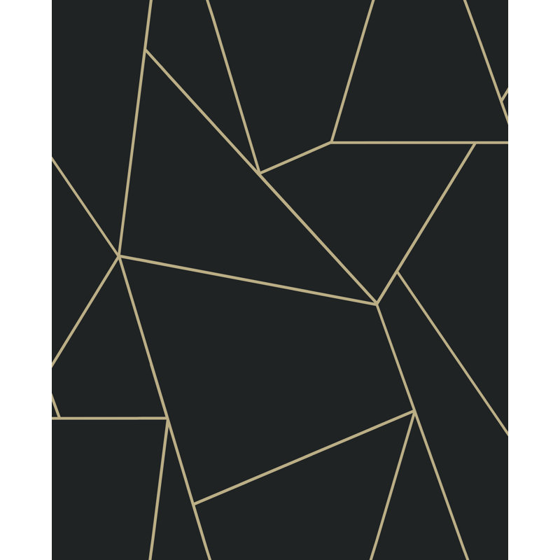 Nazca Geometric Metallic Wallpaper Roll, Black/Gold