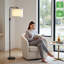 Lampe sur pied noire à intensité variable de 64 po avec tête rotative, lampe sur pied moderne avec abat-jour en lin pour le bureau de la chambre à coucher du salon