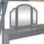 Lit mezzanine en bois avec bureau en U, compartiments de rangement et miroir à trois volets-503290443