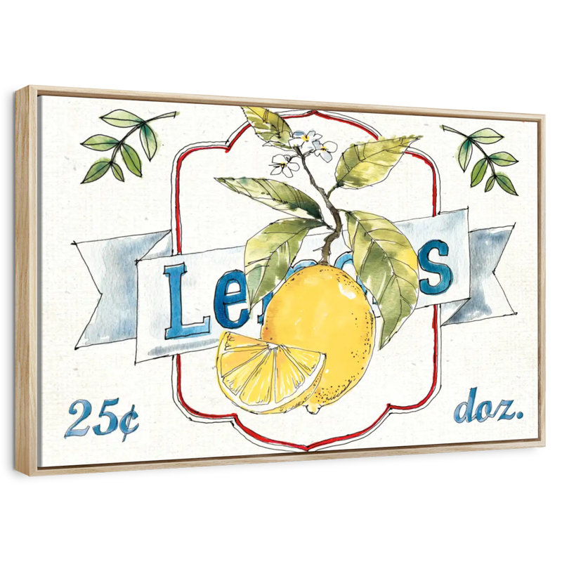Plaque murale Fruit Stand II, Cadre flottant en bois naturel, 46 po x 31 po