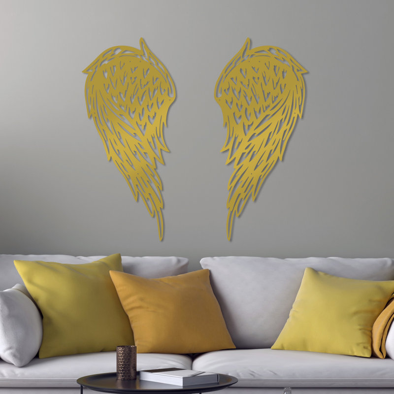 Elegant Decorative Metal Wall Accessory (2 Pieces), Gold Finish, 12.6 x 27.6 inches | 100% Metal Construction, Thickness: 0.06 inches | Easy Wall Hanging Design, Perfect for Home Decor & Modern Aesthetics