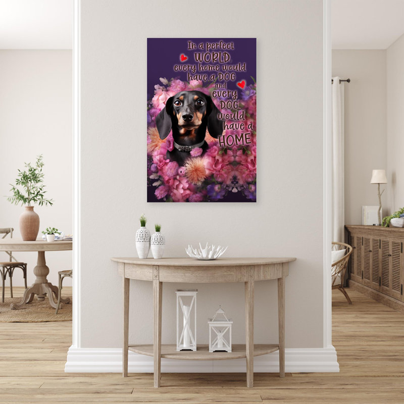 Teckel dans un monde parfait sur toile, impression, H 14 po x l 11 po x P 1,25 po