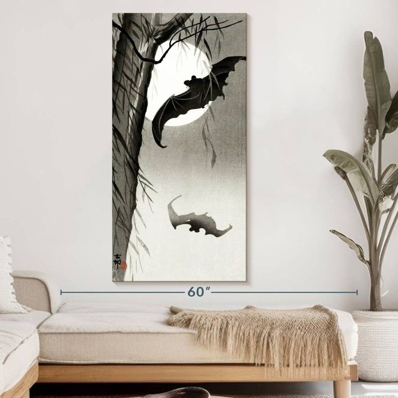 Chauves-souris et pleine lune, H 54 po x l 27 po