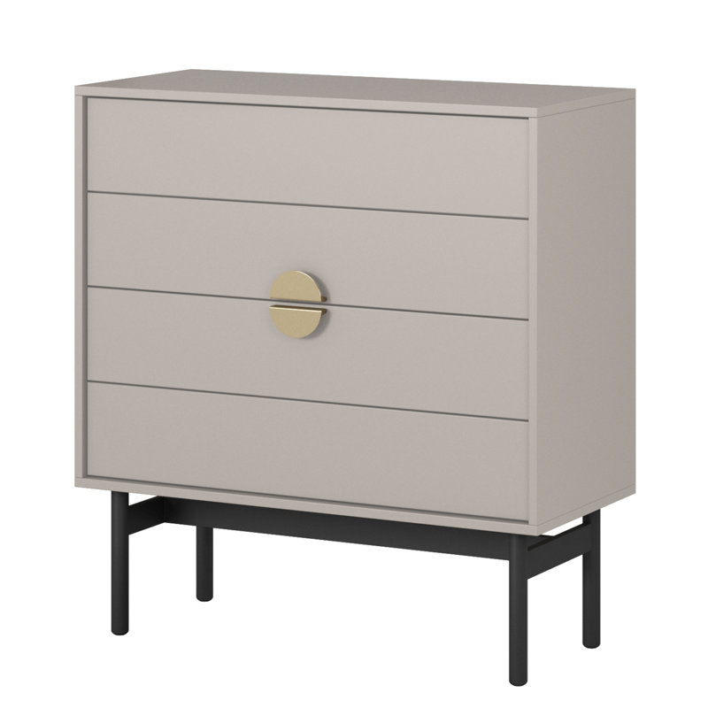 Anvitha 85.5cm W 4 - Drawer Chest of Drawers, Grey Beige