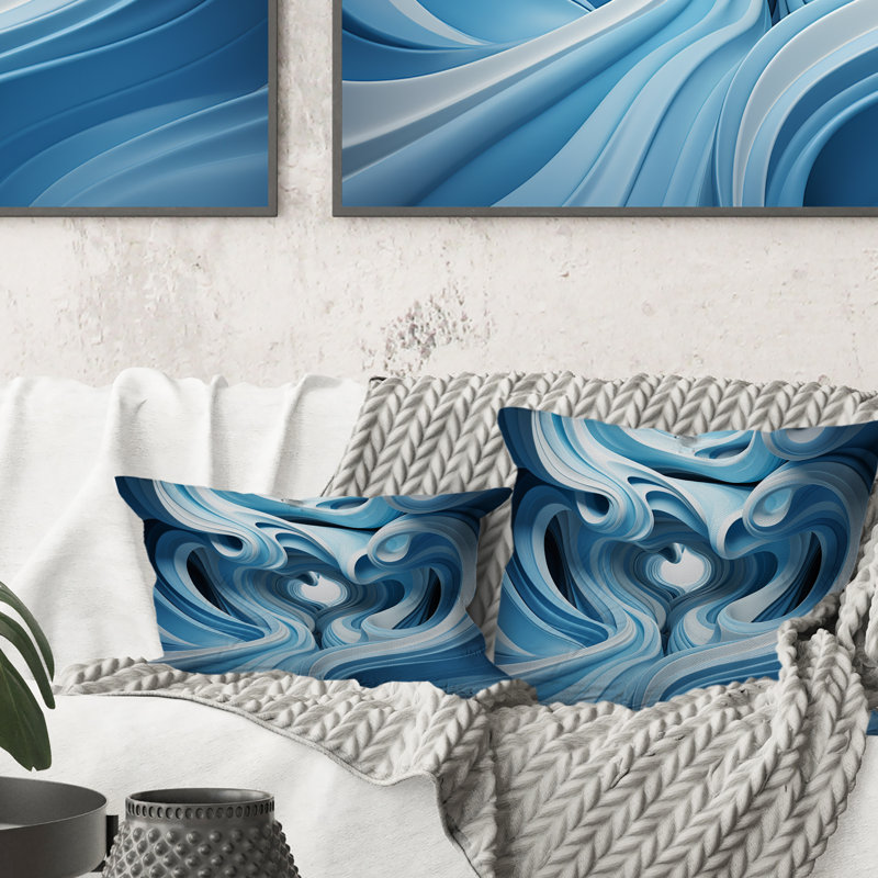 Coussin décoratif imprimé Op Art Blue Focus II