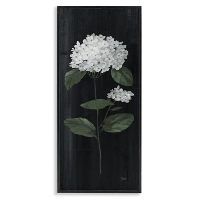 «Hydrangea Flower Blossom Distress Dark» par Nan - peinture sur toile avec cadre flottant