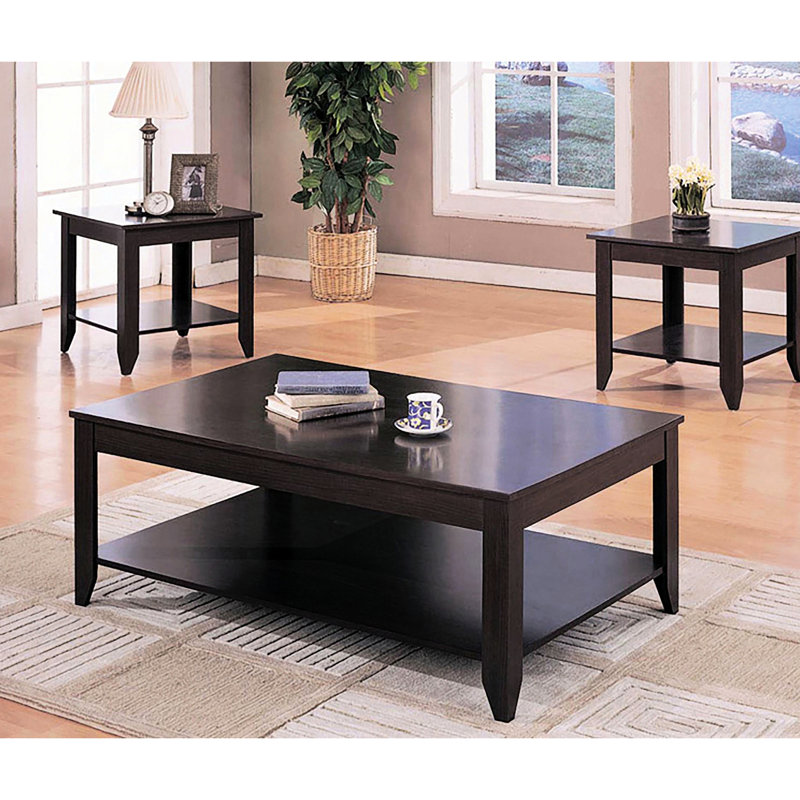 3 Coffee Table In Cappuccino Finish, Engineered Wood And Laminate Veneer, Lower Shelf Storage, Rectangular Tables, 30 Inches Long Occasional With For Display, Design, 47.5 Wide