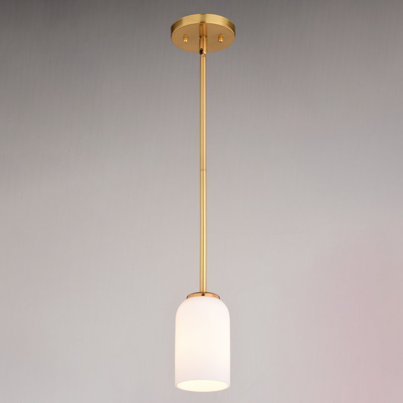 Shelby Natural Brass Mini Pendant Light with White Glass Shade