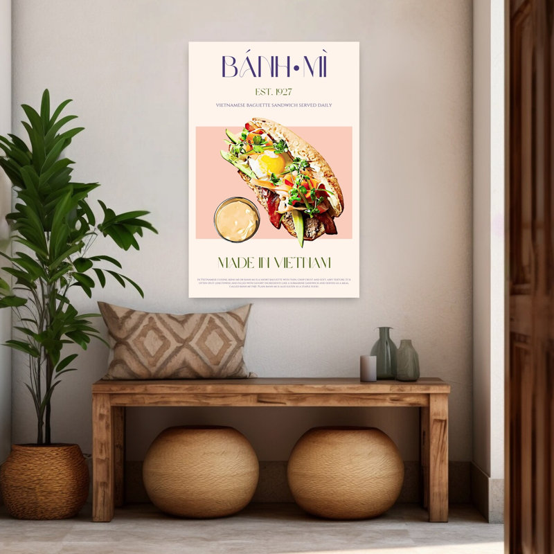 Délicieuse vietnamienne Banh Mi, art mural traditionnel, H 48 po x l 32 po