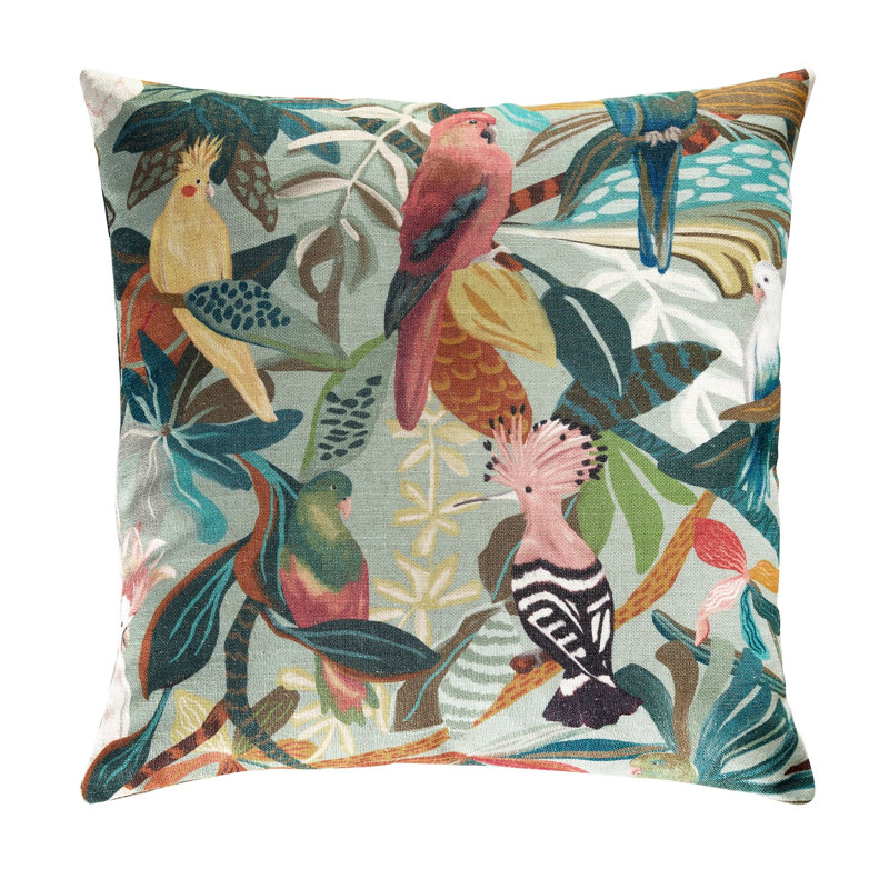 Oreiller en lin imprimé polyester Paradise Tropic fait sur commande, Carré 26 po