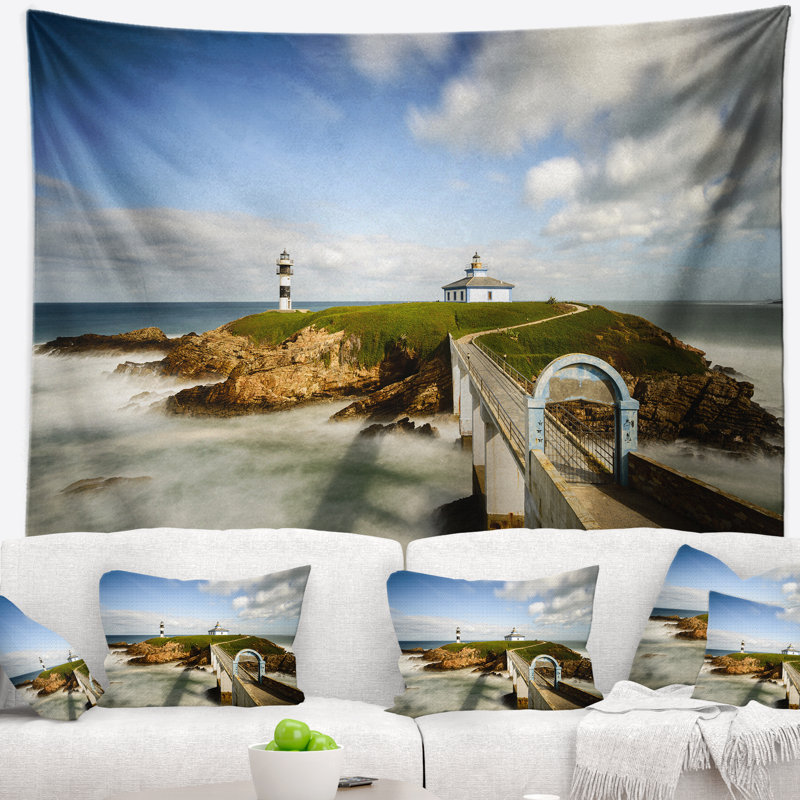 Tapisserie de phare pancha illa cloudy en mer, H 32 po x l 39 po