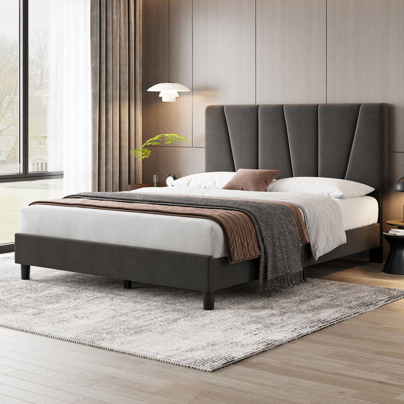 Lit-bateau tapissier Watse, Grand, Gris foncé
