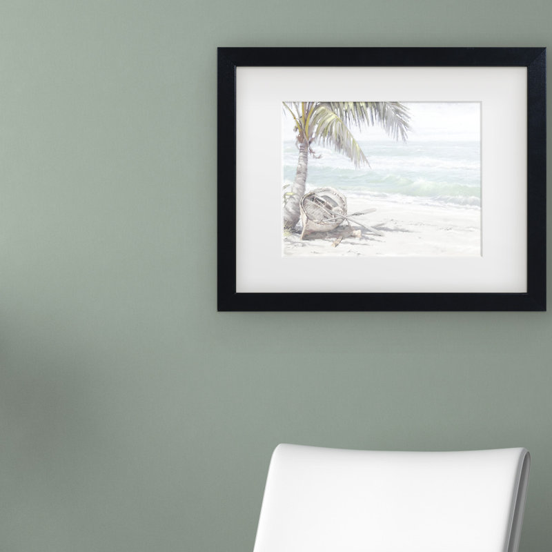 « bateau on beach », impression, Cadre noir, H 11 po x l 14 po x p 0,5 po
