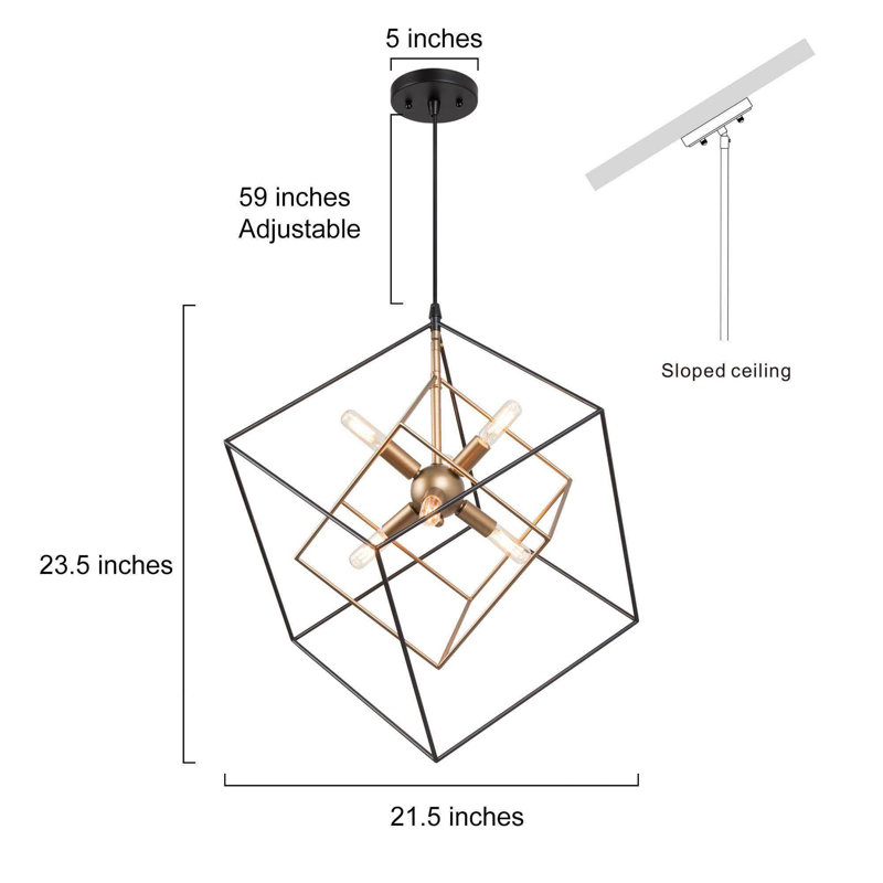 Abtercetor Matte Black Wrought Iron Cage LED Chandelier