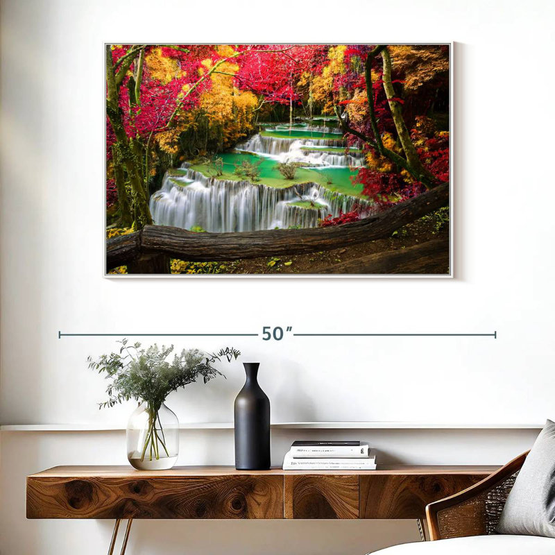 Cascade Huai Mae Khamin, Cadre flottant blanc, 40 po x 27 po