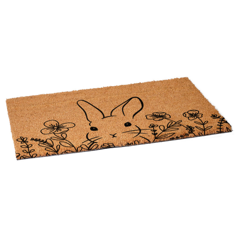 Floral Bunny Doormat, 17" W x 29" L