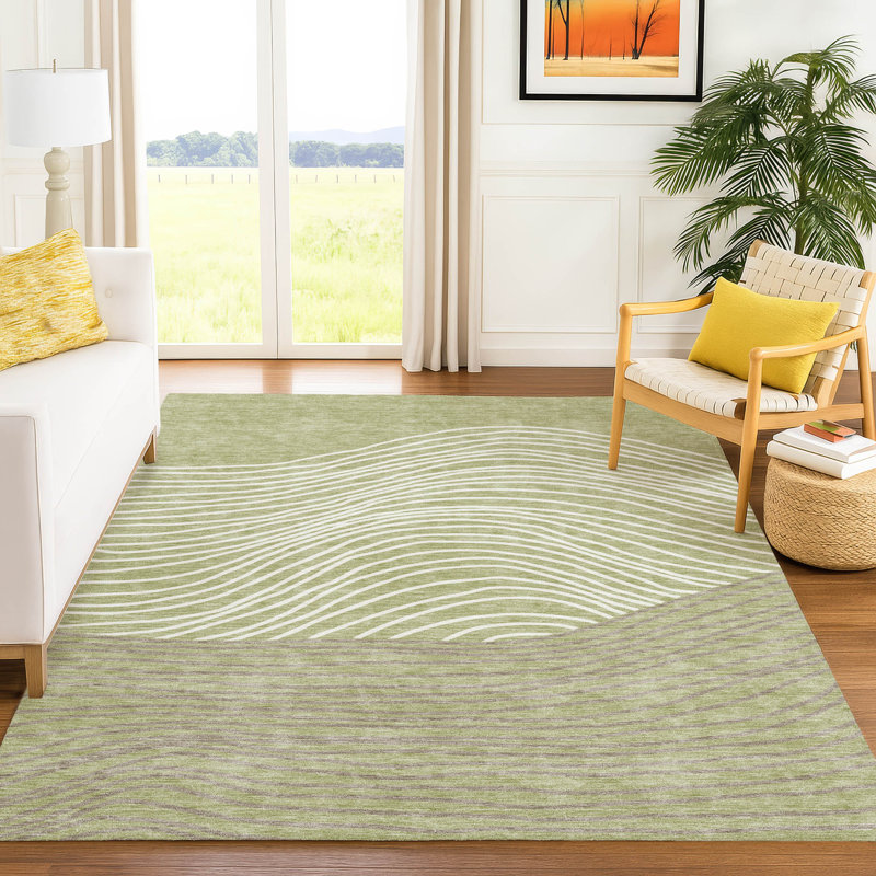 Machine Washable Indoor/Outdoor Buster ACN2350 Stripes Rug, Rectangle 8' x 10'