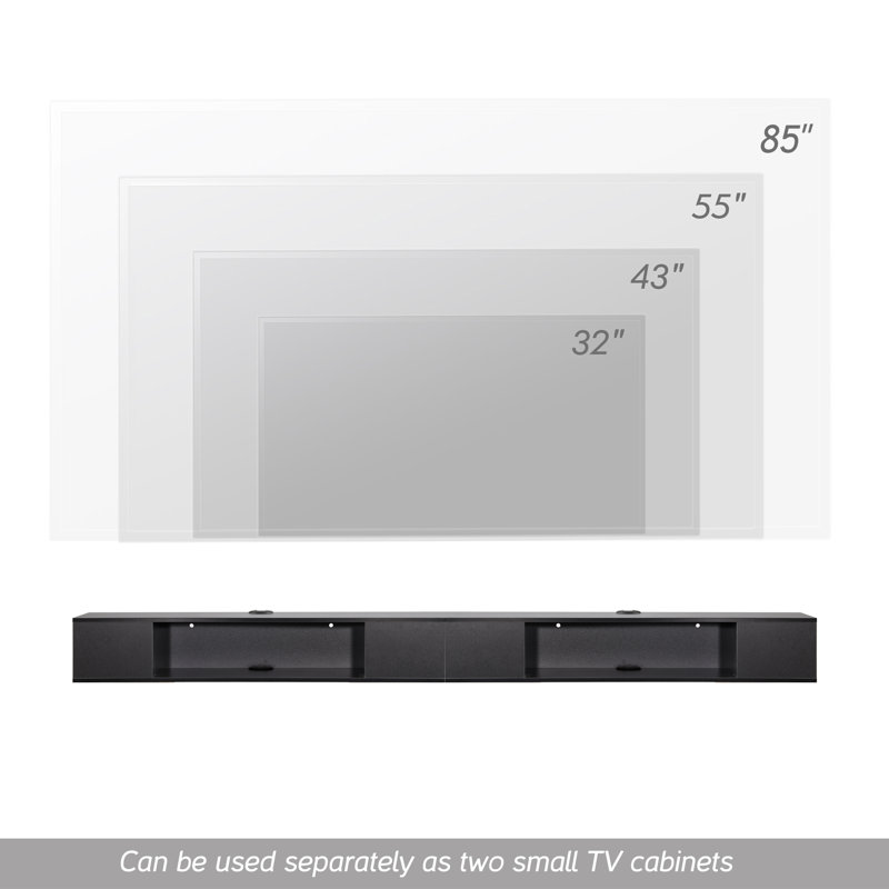 Argil Unfinished Floating Entertainment Center for TVs up to 85", Black/Yellow