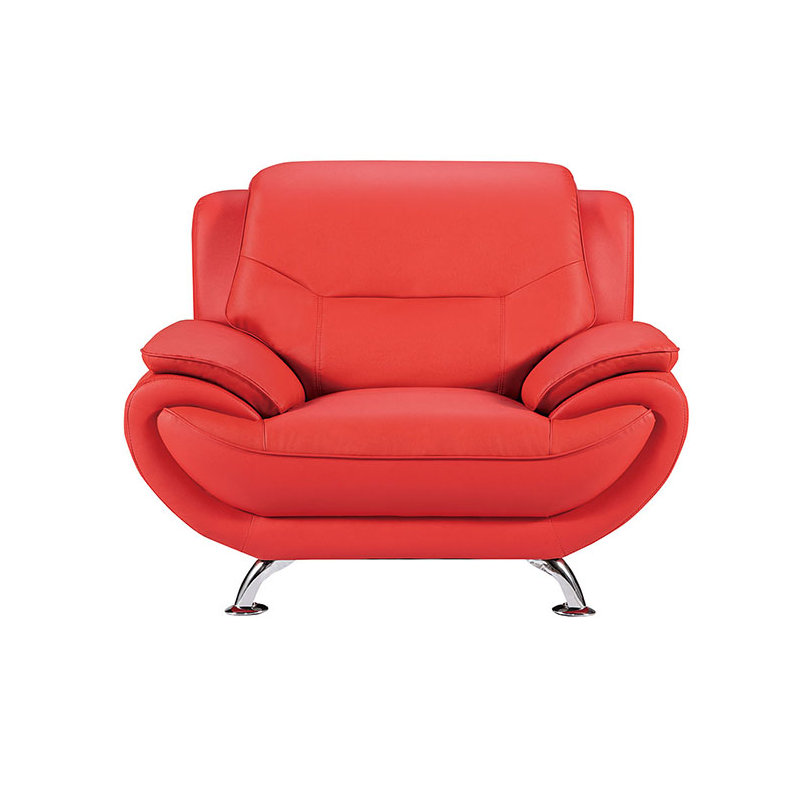 Sulayman Faux Leather Armchair, Red Faux Leather