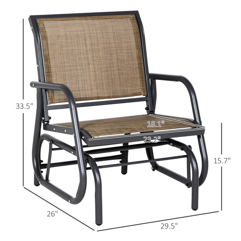 Swing Glider Chair - Metal And Breathable Fabric, Suited For Enhancing Garden, Poolside, Backyard, Balcony Mesh Porch With Frame Garden Brown Version