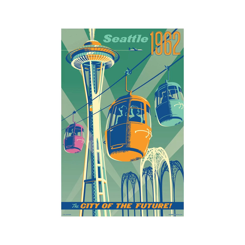 Affiche de voyage Seattle de Seattle par Jim Zahniser - reproduction, H 60 po x l 40po x P 1,5 po