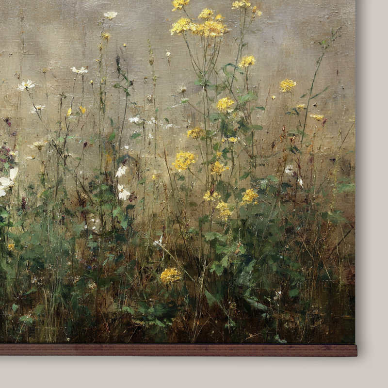 «Wildflower Meadow», art mural tapisserie sur toile, paysage floral rustique, H 40 po x l 60 po