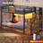 Bunk Bed Twin Over Twin With Stairs, Led Lights Twin Bunk Bed With 2 Storage Drawers & 6 Fabric Drawers, Metal Twin Loft Beds With Guardrail & Stairs, Space Saving-1883204289-1890154783