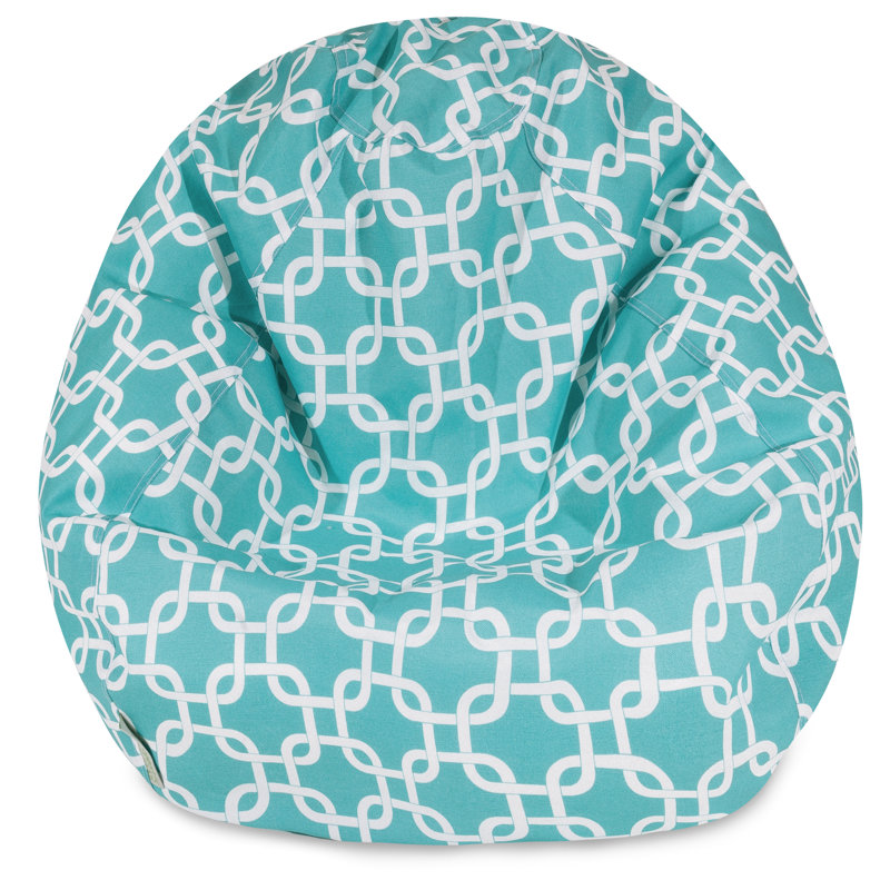 fauteuil sac de pois Banas, Polyester sarcelle, H 22 po x l 28 po x p 28 po