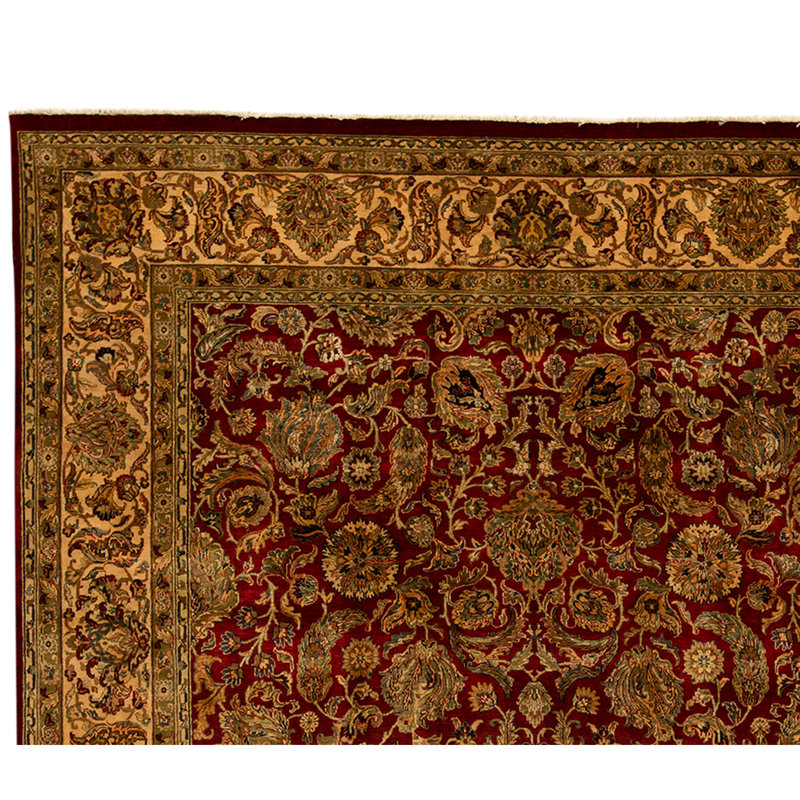 High-Quality Hand-Knotted Red And Cream Area Rug