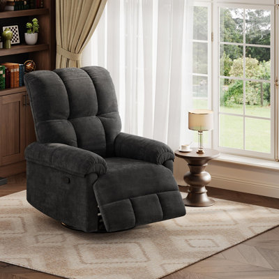 Manual Recliner Chair, Swivel Nursery Rocking Recliner Chenille Upholstered