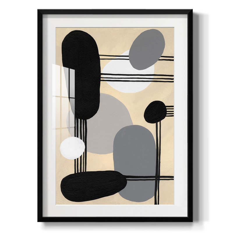 «Interconnected Shapes I», impression encadrée, H 28,5 po x l 20,5 po, Noir