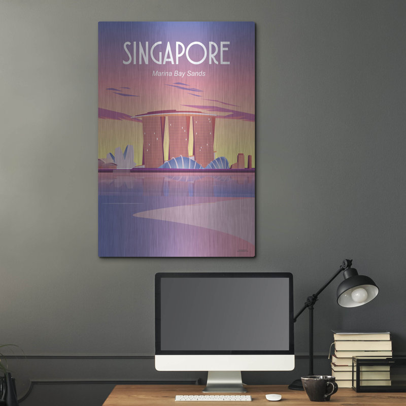 «Singapour» par Arctic Frame Studio, art mural en métal, H 36 po x l 24 po