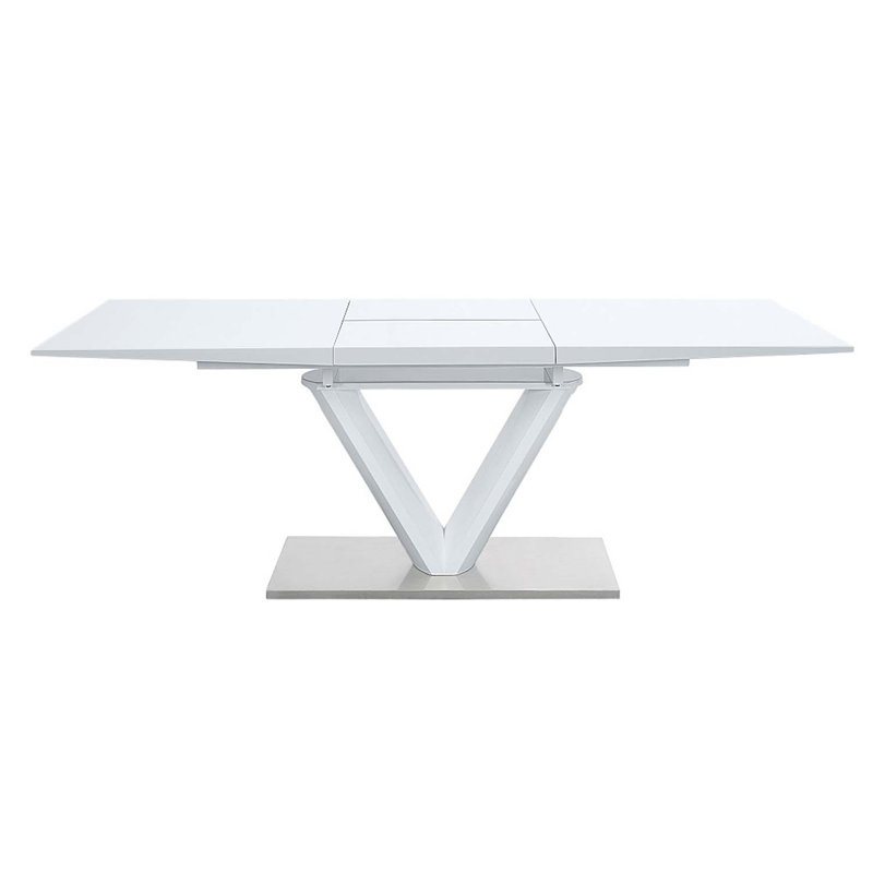 86.61" Gallegos Rectangular Dining Table w/Leaf, White High Gloss Finish