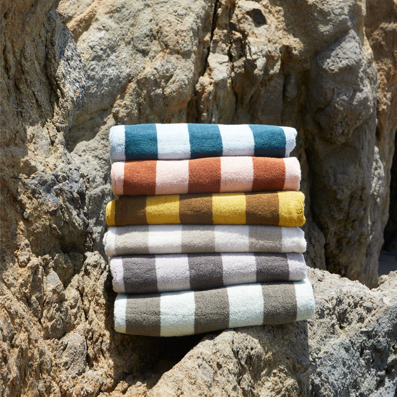 Simple Striped Terry Bath Towel, Blush/Terracotta, Hand Towel - 1 Pack