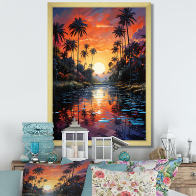 «Kleisthenes Orange Palm Trees Mosaic VII», reproduction d'art sur toile