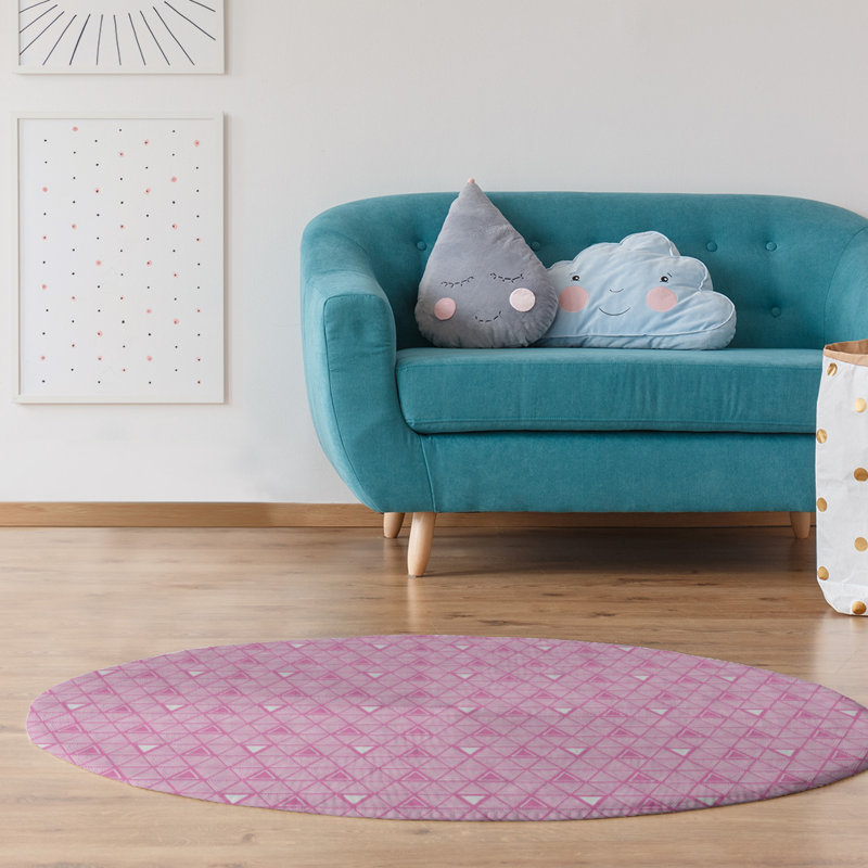 Chenille Geometric Indoor Rug, Round 5'