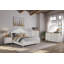 Lit plateforme en bois blanc avec tête de lit festonné-1285980392