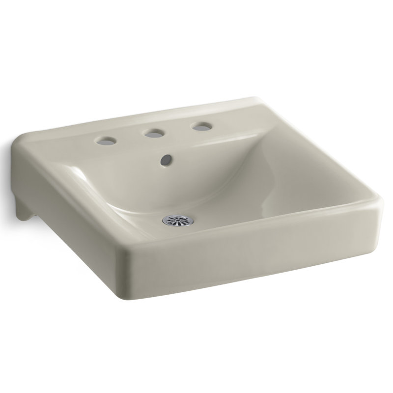 Soho Ceramic 20" Wall Mount Bathroom Sink with Overflow, Sandbar