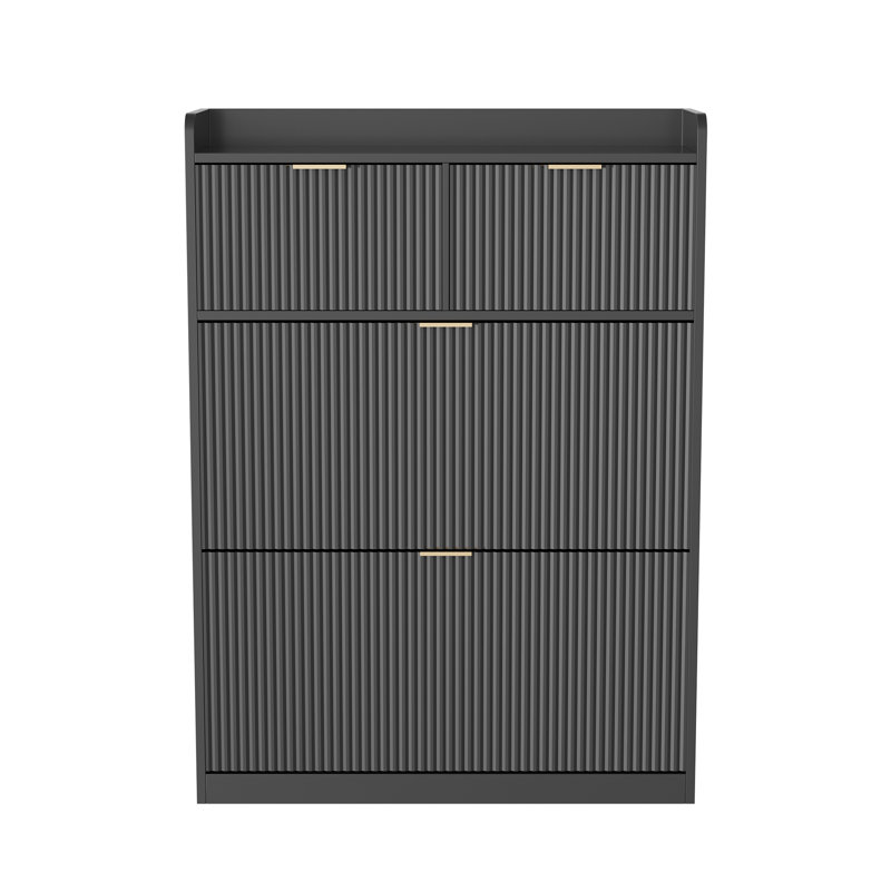 10 Pair Shoe Storage Cabinet, Black
